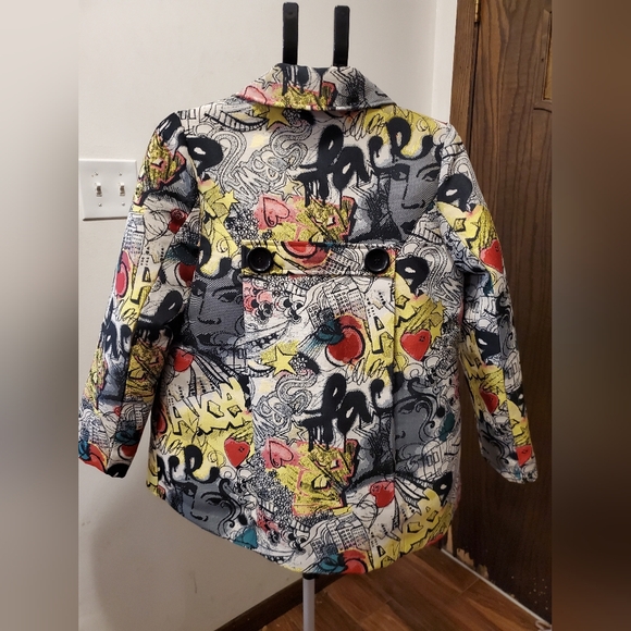 3 Sisters Vintage Multicolor Graphic Art Women's Blazer Large Buttons Sz M - Picture 9 of 13